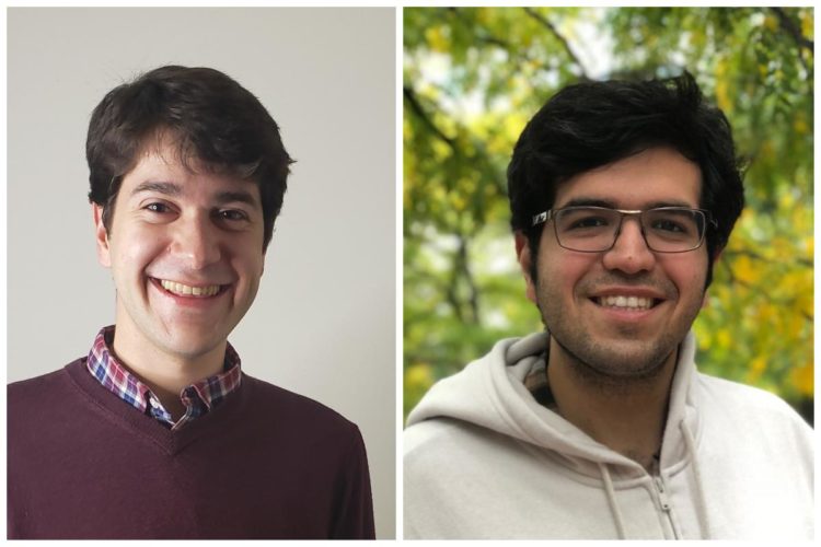 Enric Boix-Adsera and Alireza Fallah, two MIT graduate students, smile at the camera.